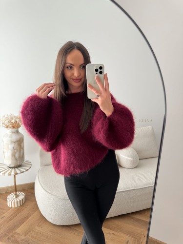 Sweter Moherowy Yarn Bordo