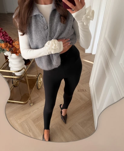Legginsy z zapiętkami Slim 80% Bawełna Black